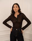 Lace Top with Round Neck Buttons