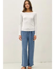 Lucy Lace Trim Ribbed Top