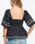 Leslie Sweetheart Embroidered Top