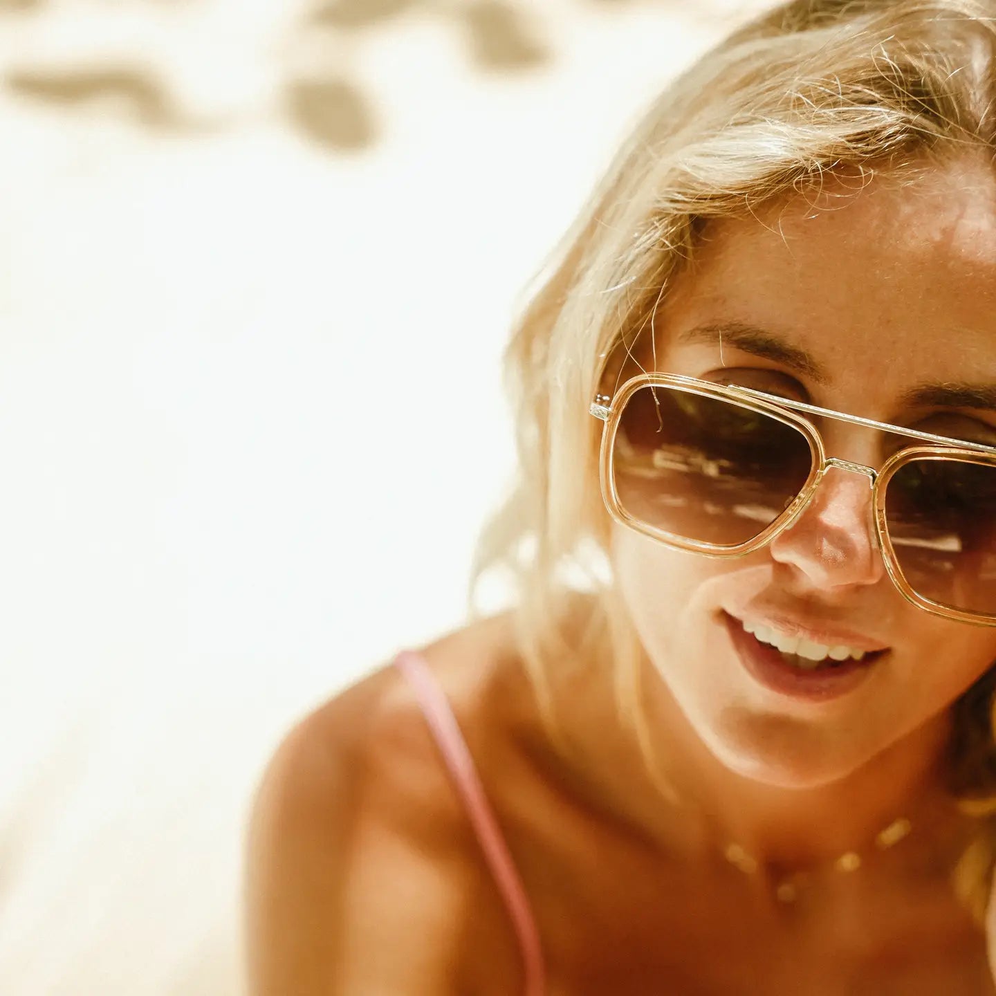 Lex Champagne Metal Sunglasses