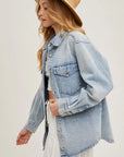Carrie Washed Denim Button Down Shirt Jacket