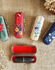 Floral Hand-Embroidered Lipstick Case