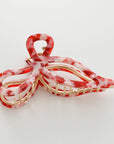 Metal Bow Claw Clip - Marbled Pink/Red