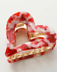 Heart Metal Claw Clip - Marbled Pink/Red