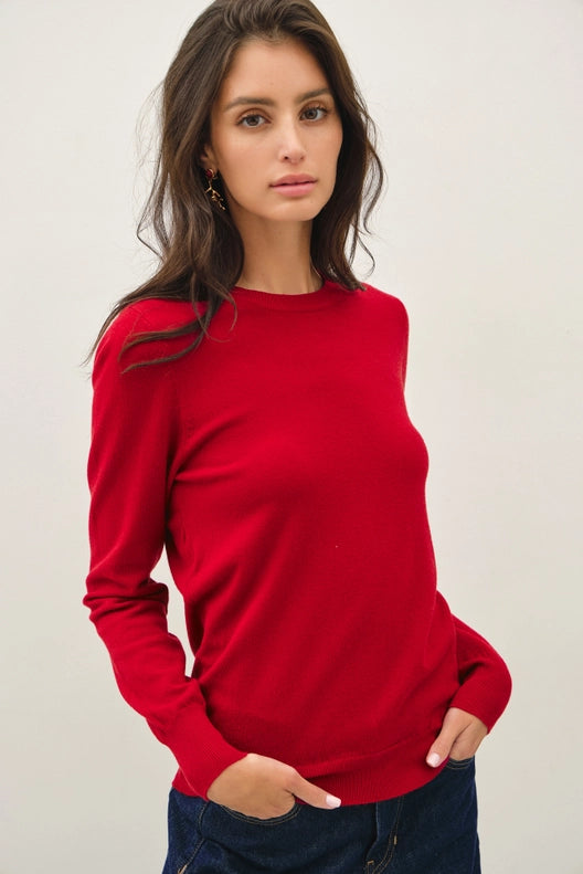 Viscose Crew Neck Soft Knit Sweater