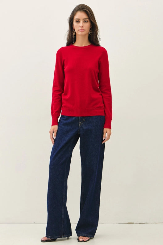 Viscose Crew Neck Soft Knit Sweater