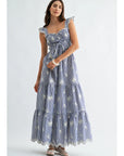 Ellie Embroidered Striped Maxi Dress