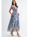 Ellie Embroidered Striped Maxi Dress