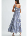 Ellie Embroidered Striped Maxi Dress