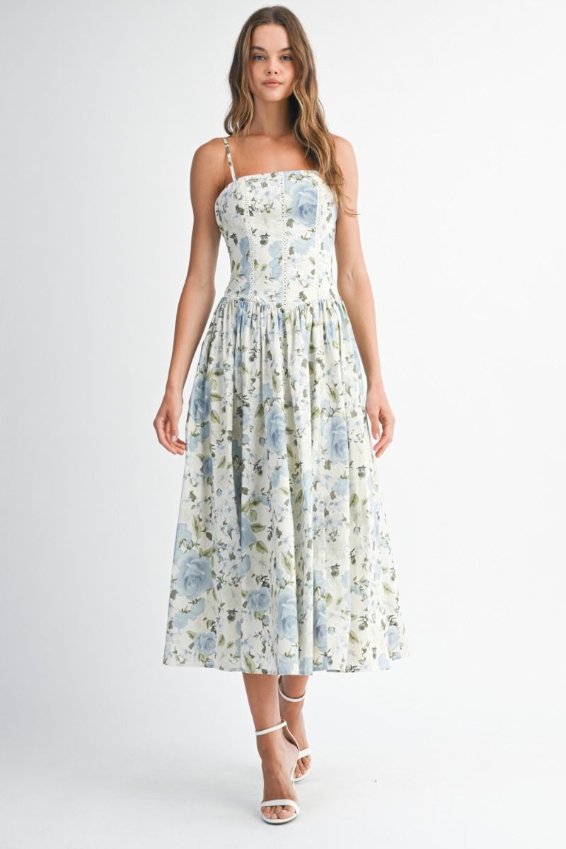 Sylvia Floral Bodice Midi Dress