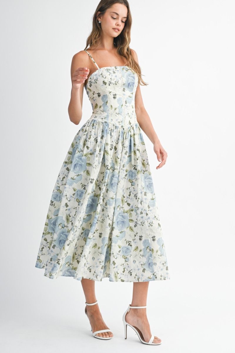 Sylvia Floral Bodice Midi Dress