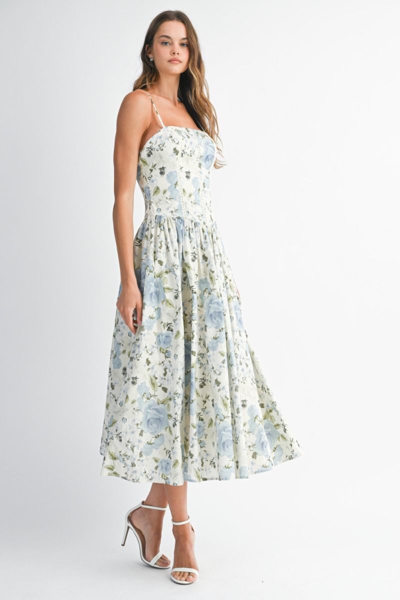 Sylvia Floral Bodice Midi Dress
