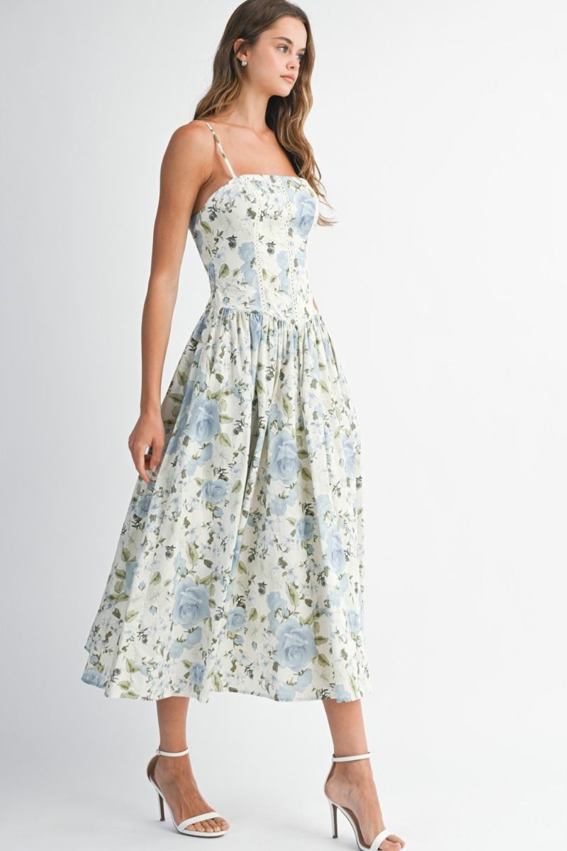 Sylvia Floral Bodice Midi Dress