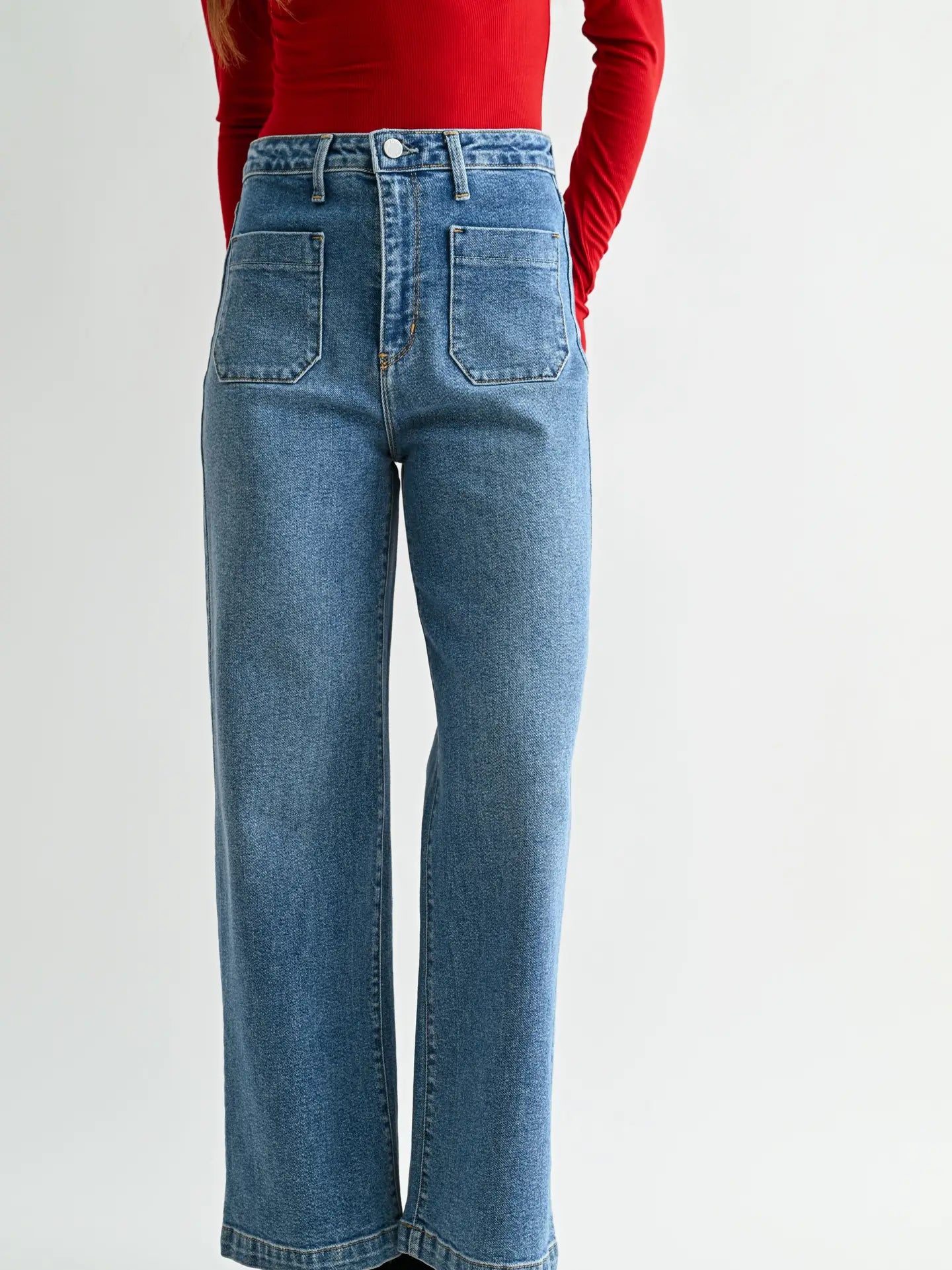 Patch Pocket Wide Leg Denim