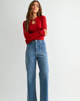 Patch Pocket Wide Leg Denim