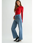Patch Pocket Wide Leg Denim