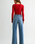 Patch Pocket Wide Leg Denim