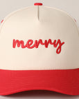 Merry Text Embroidery Canvas Baseball Cap