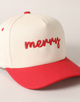 Merry Text Embroidery Canvas Baseball Cap