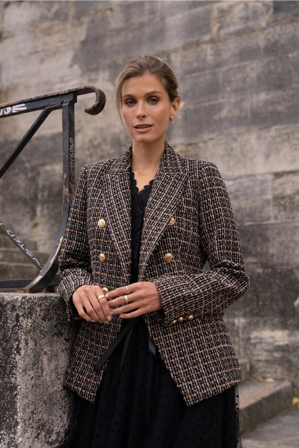 Michaela Tweed Double Breasted Blazer Jacket — FR & Company