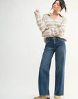 Mid Rise Slim Wide Leg Denim