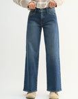 Mid Rise Slim Wide Leg Denim