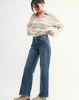 Mid Rise Slim Wide Leg Denim