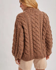 Mock Neck Cable Knit Sweater