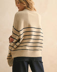 Taylor Stripe Half Button Up Sweater