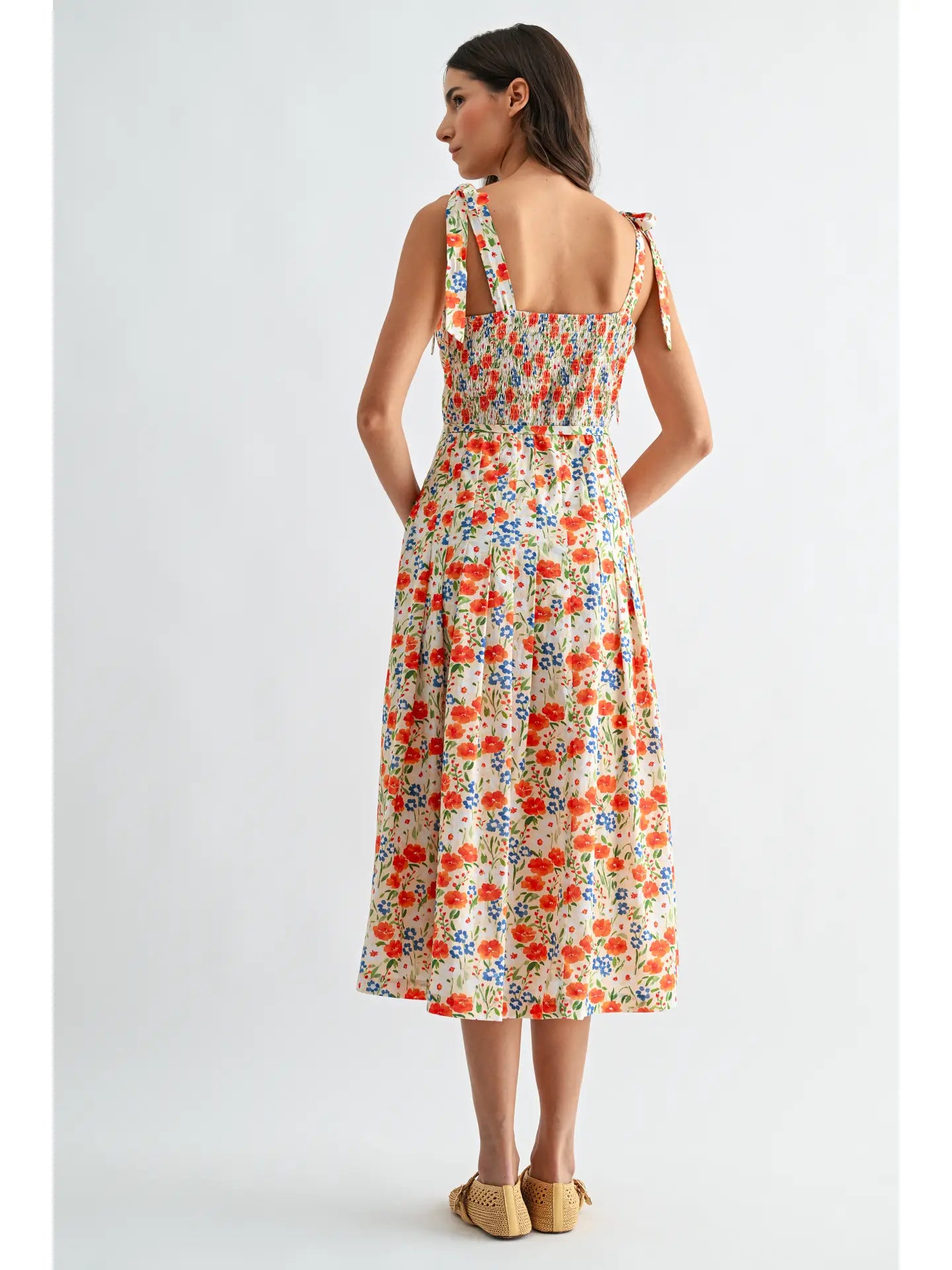 Bailey Botanical Tie-Shoulder Midi Dress