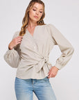 Sydney Striped Side Wrap Blouse