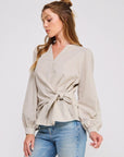 Sydney Striped Side Wrap Blouse