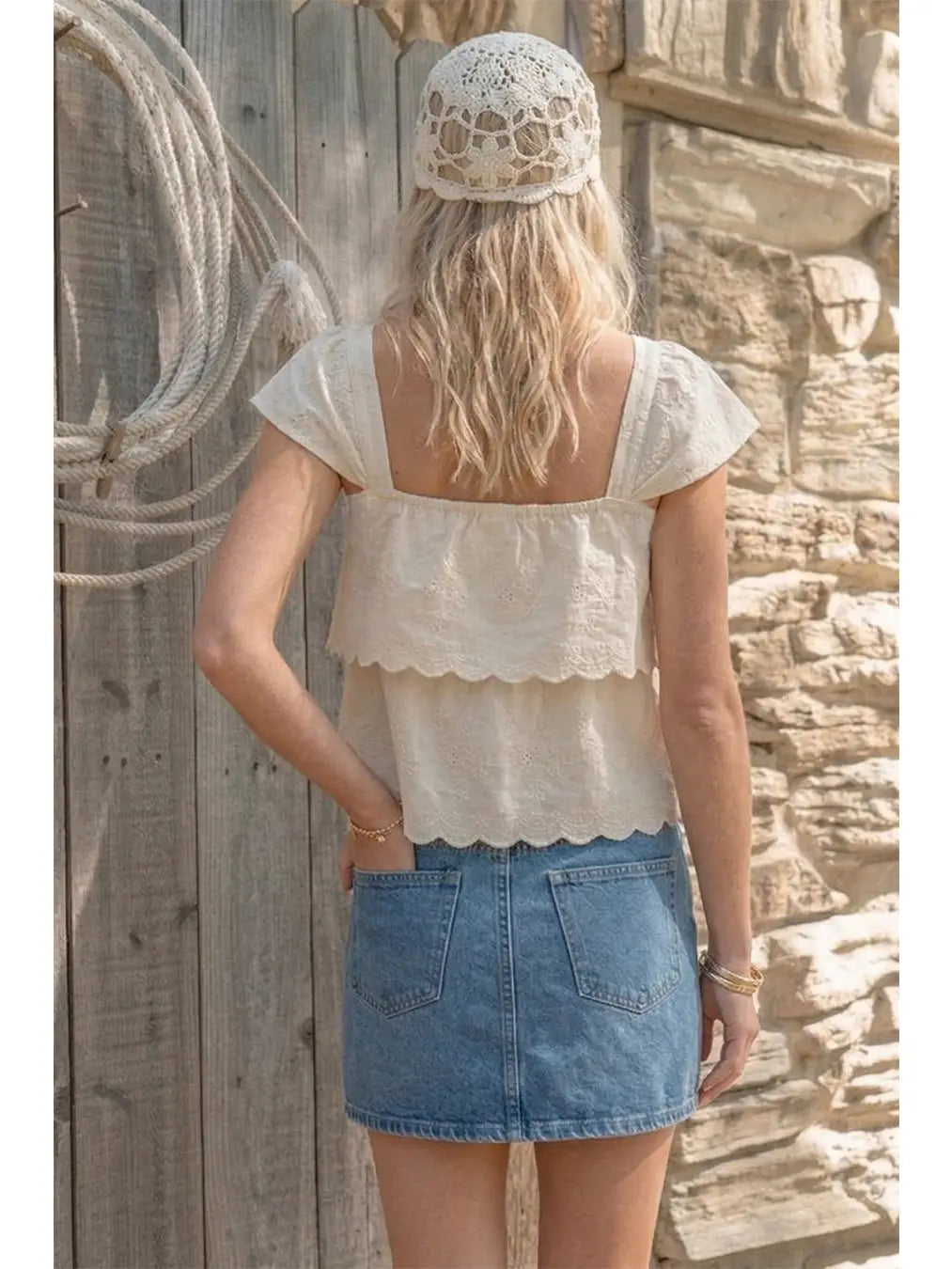 Emma Embroidered Square Neck Top