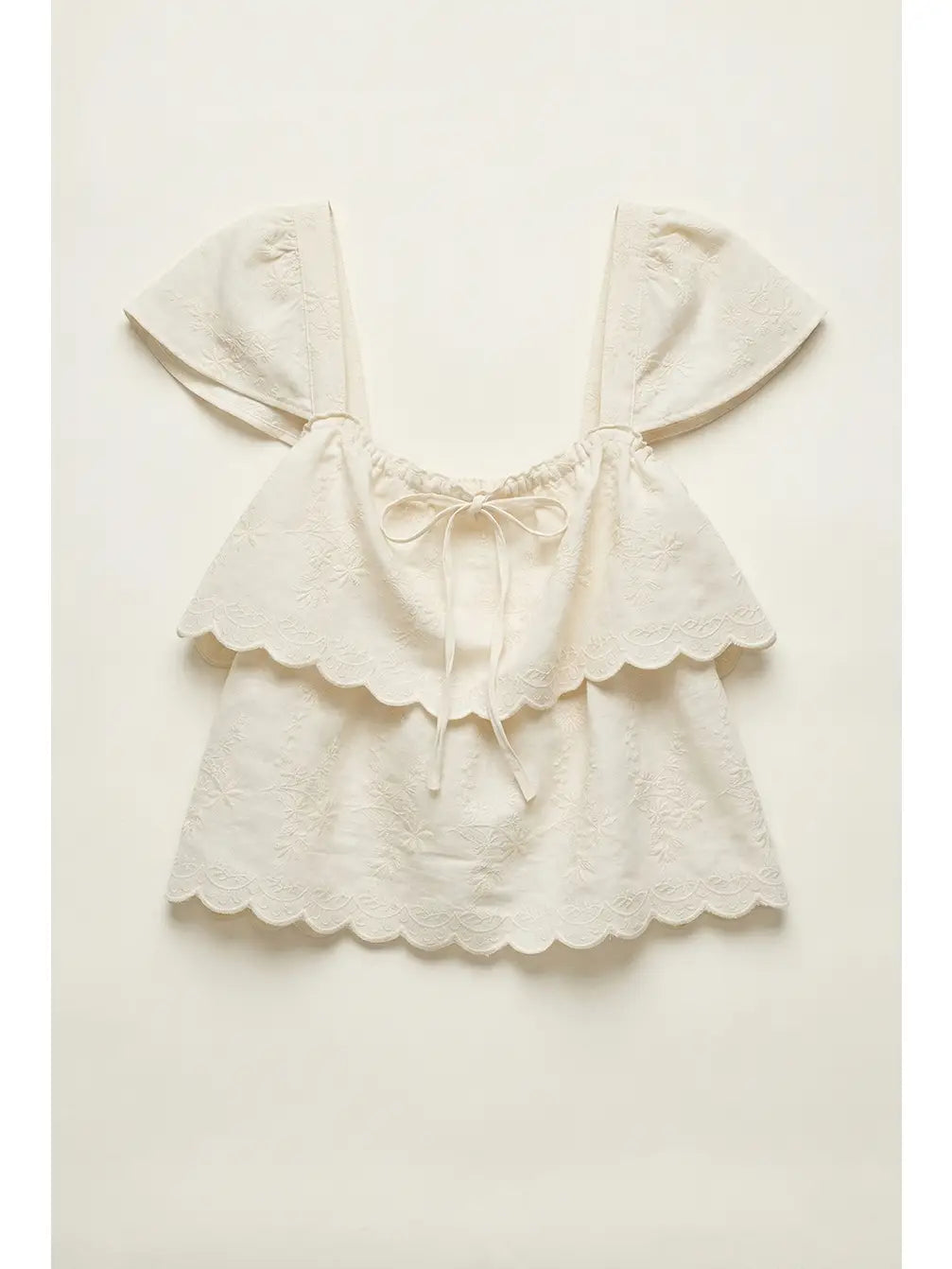 Emma Embroidered Square Neck Top