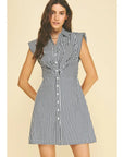 Sylvia Stripe Cap Sleeve Mini Dress
