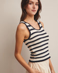 Siena Striped Crochet Knit Tank