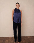 Simone Satin Tie Neck Blouse