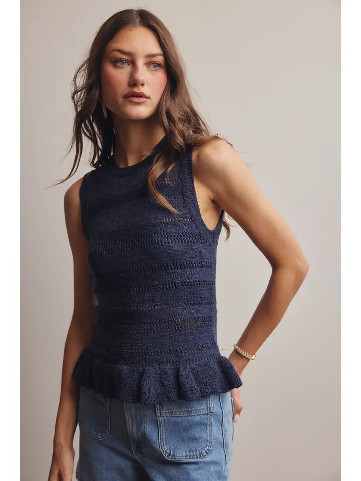 Sophie Sleeveless Knit Peplum Top