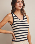 Siena Striped Crochet Knit Tank