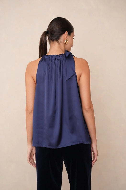 Simone Satin Tie Neck Blouse
