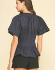 Penny Pleated Waist Peplum Top