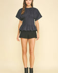 Penny Pleated Waist Peplum Top