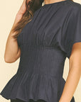 Penny Pleated Waist Peplum Top