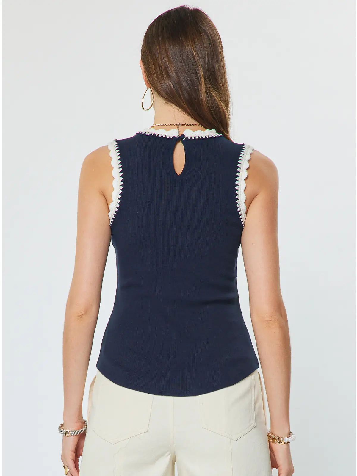 Carrie Crochet Trim Tank