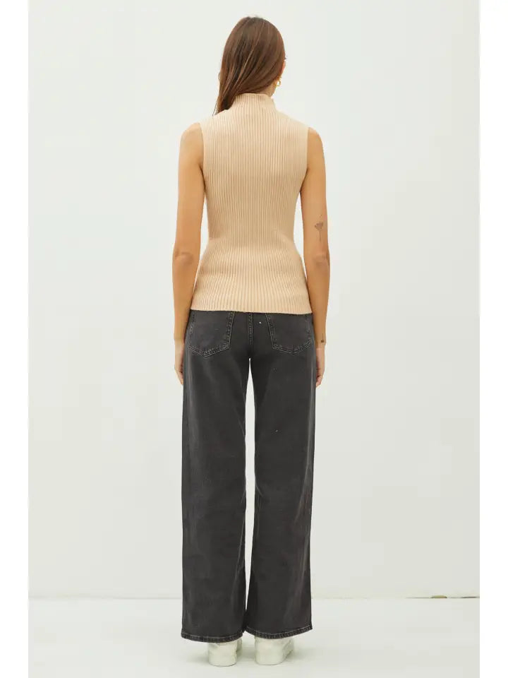 Sleeveless Ribbed Sweater
