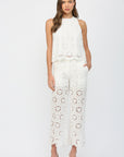 Eliza Eyelet Cropped Wide Leg Pant