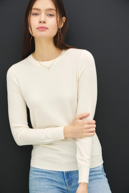 Viscose Crew Neck Soft Knit Sweater