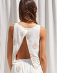 Ophelia Open Back Embroidery Top