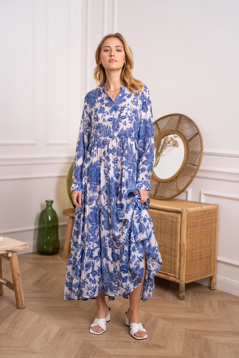 Olivia Floral Printed Silk Dress