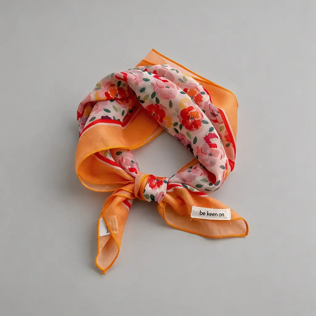 Oren Orange and Red Floral Scarf